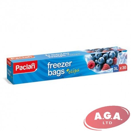 Saldējamie maisiņi ar klipšiem Paclan 3L,25x32cm, 30 gb