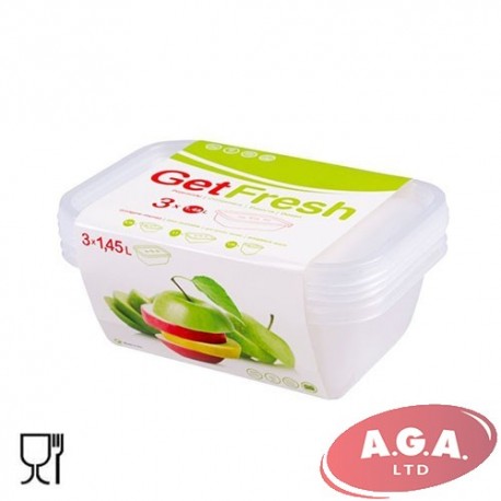 Uzglabāšanas trauki 1,45L, 3 gb