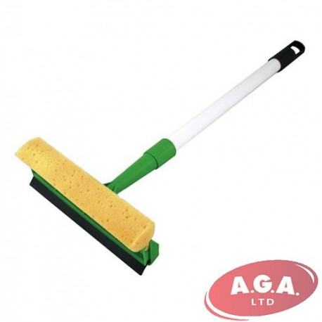 Logu tīrīšanas birste ar gumiju un sūkli un kātu,